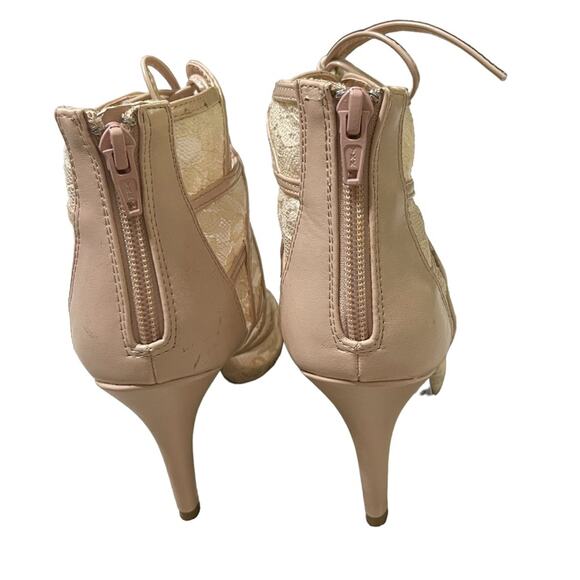 LC Lauren Conrad Peep Toe Sheer Lace Stiletto Heel Nude Size 7 - Picture 3 of 4